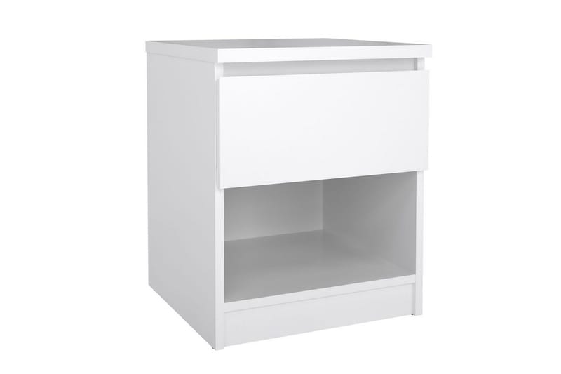 Salomns Kvadratisk Nattbord 40,4 cm i Malt Tre med Skuffer - Hvit - Møbler - Bord - Avlastningsbord & sidobord - Sengebord & nattbord