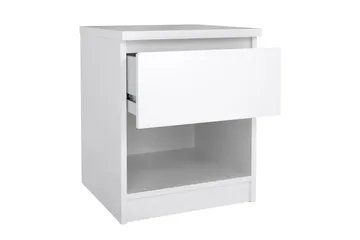 Salomns Kvadratisk Nattbord 40,4 cm i Malt Tre med Skuffer - Hvit - Møbler - Bord - Avlastningsbord & sidobord - Sengebord & nattbord