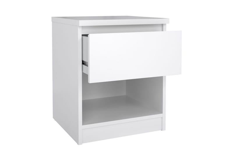 Salomns Kvadratisk Nattbord 40,4 cm i Malt Tre med Skuffer - Hvit - Møbler - Bord - Avlastningsbord & sidobord - Sengebord & nattbord
