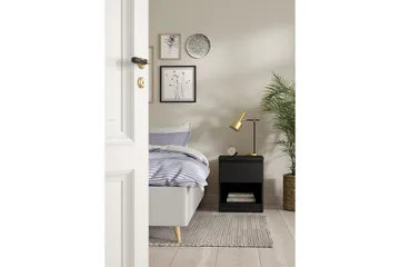 Salomns Kvadratisk Nattbord 40,4 cm i Malt Tre med Skuffer - Svart - Møbler - Bord - Avlastningsbord & sidobord - Sengebord & nattbord