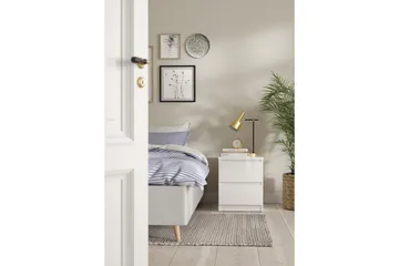 Salomns Rektangulært Nattbord 40,4 cm i Malt Tre med Skuffer - Hvit - Møbler - Bord - Avlastningsbord & sidobord - Sengebord & nattbord