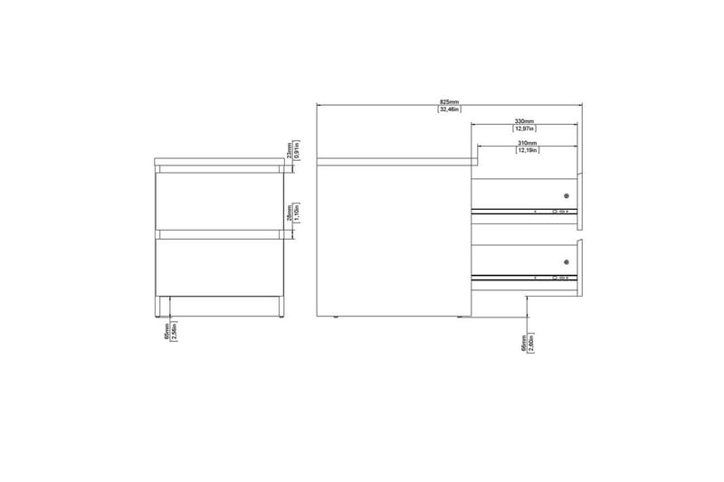 Salomns Rektangulært Nattbord 40,4 cm i Malt Tre med Skuffer - Hvit - Møbler - Bord - Avlastningsbord & sidobord - Sengebord & nattbord