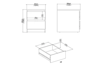 Salomns Rektangulært Nattbord 40,4 cm i Malt Tre med Skuffer - Kullgrå - Møbler - Bord - Avlastningsbord & sidobord - Sengebord & nattbord