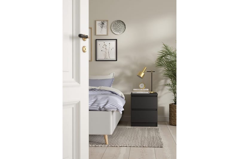 Salomns Rektangulært Nattbord 40,4 cm i Malt Tre med Skuffer - Kullgrå - Møbler - Bord - Avlastningsbord & sidobord - Sengebord & nattbord