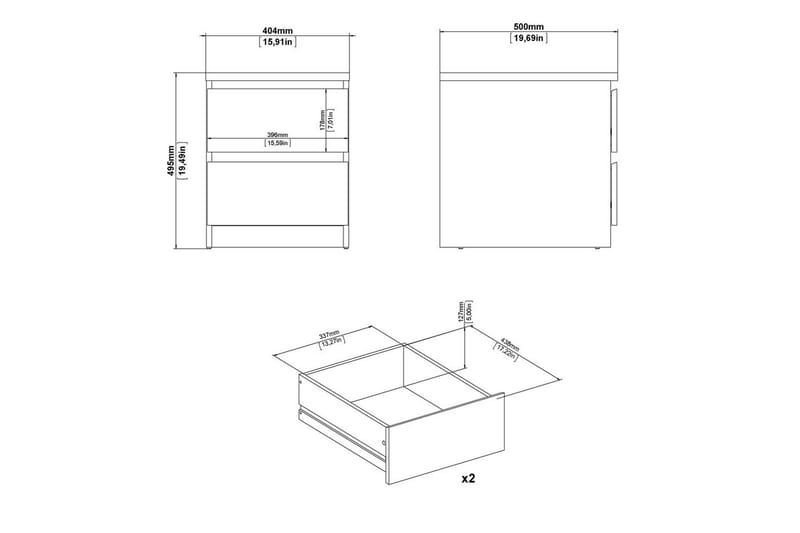 Salomns Sengebord 40,4 cm - Hvit - Møbler - Bord - Avlastningsbord & sidobord - Sengebord & nattbord