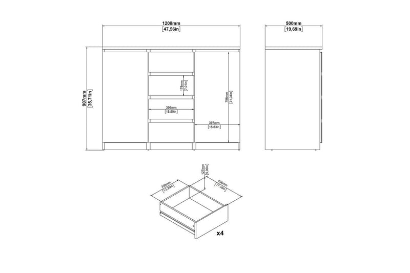 Salomns Skjenk 120,8 cm - Hvit - Oppbevaring - Oppbevaringsmøbler - Sideboard & skjenk