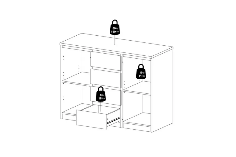 Salomns Skjenk 120,8 cm - Hvit - Oppbevaring - Oppbevaringsmøbler - Sideboard & skjenk