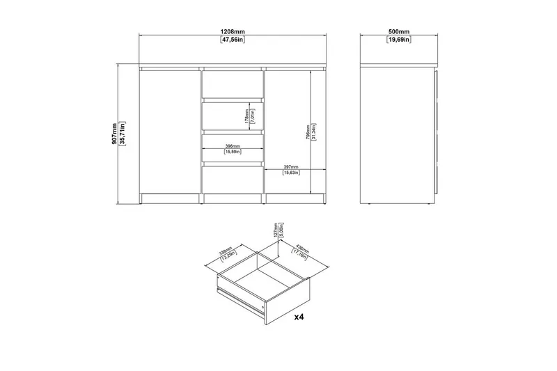 Salomns Skjenk 120,8 cm - Hvit - Oppbevaring - Oppbevaringsmøbler - Sideboard & skjenk