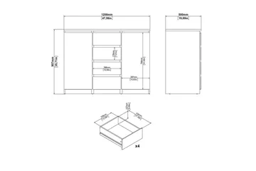 Salomns Skjenk 120,8 cm - Hvit - Oppbevaring - Oppbevaringsmøbler - Sideboard & skjenk