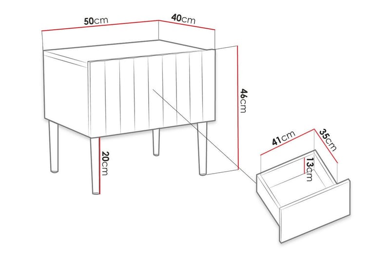 Sängbord Glenndale 50 cm - Hvid - Sengebord & nattbord