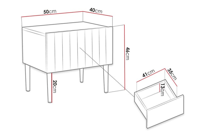 Sängbord Glenndale 50 cm - Svart - Sengebord & nattbord