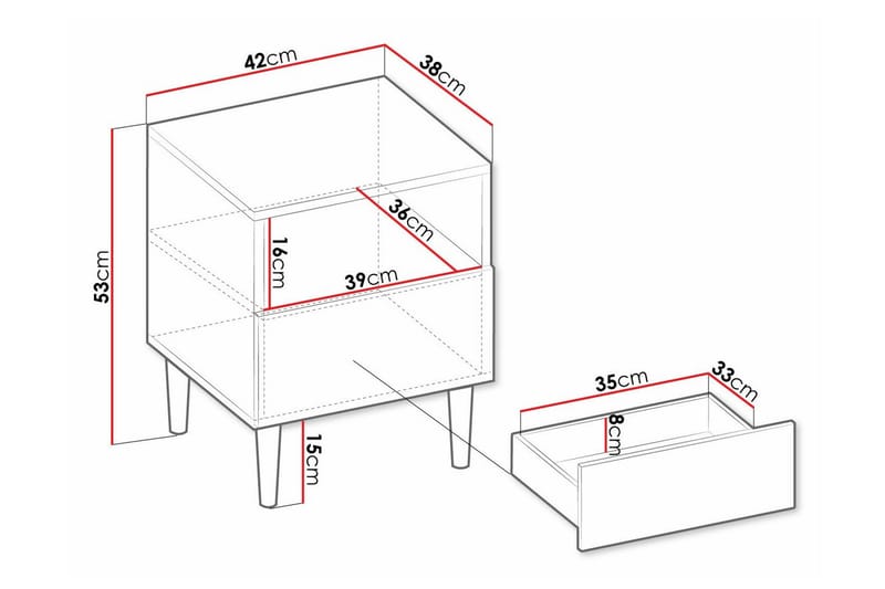 Sängbord Kintore 42 cm - Svart - Sengebord & nattbord