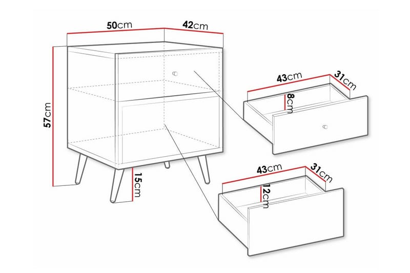 Sängbord Kintore 50 cm - Svart - Sengebord & nattbord