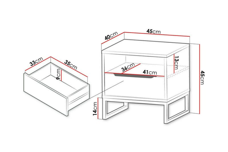 Sängbord Staffin 45 cm - Hvid - Sengebord & nattbord