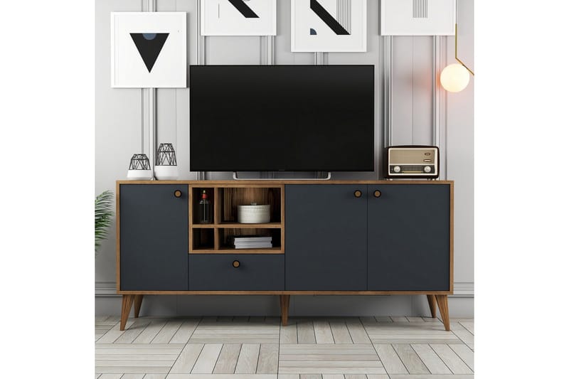Scone Konsollbord 180 cm - Antrasitt/Valnøtt - Møbler - Bord - Avlastningsbord & sidobord - Konsollbord & gangbord