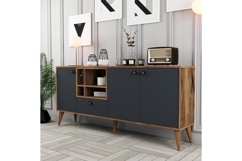 Scone Konsollbord 180 cm - Antrasitt/Valnøtt - Møbler - Bord - Avlastningsbord & sidobord - Konsollbord & gangbord