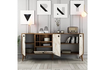 Scone Konsollbord 180 cm - Hvit marmor/Valnøtt - Møbler - Bord - Avlastningsbord & sidobord - Konsollbord & gangbord