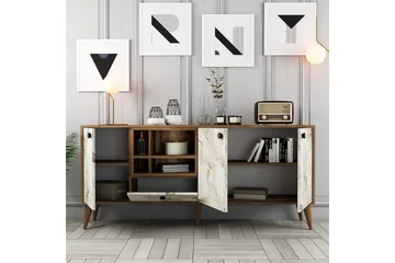 Scone Konsollbord 180 cm - Hvit marmor/Valnøtt - Møbler - Bord - Avlastningsbord & sidobord - Konsollbord & gangbord
