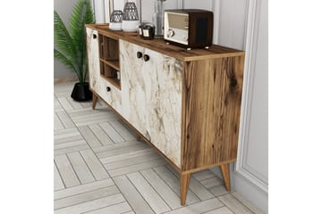 Scone Konsollbord 180 cm - Hvit marmor/Valnøtt - Møbler - Bord - Avlastningsbord & sidobord - Konsollbord & gangbord