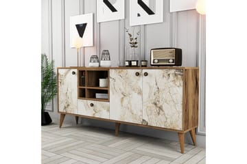 Scone Konsollbord 180 cm - Hvit marmor/Valnøtt - Møbler - Bord - Avlastningsbord & sidobord - Konsollbord & gangbord