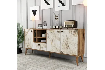Scone Konsollbord 180 cm - Hvit marmor/Valnøtt - Møbler - Bord - Avlastningsbord & sidobord - Konsollbord & gangbord