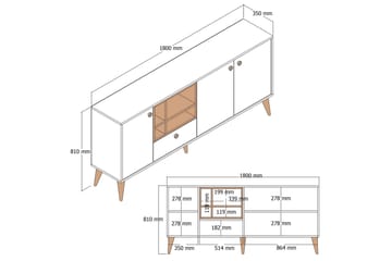 Scone Konsollbord 180 cm - Hvit marmor/Valnøtt - Møbler - Bord - Avlastningsbord & sidobord - Konsollbord & gangbord