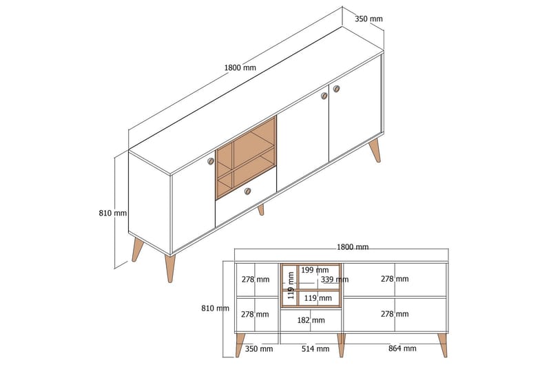 Scone Konsollbord 180 cm - Hvit marmor/Valnøtt - Møbler - Bord - Avlastningsbord & sidobord - Konsollbord & gangbord