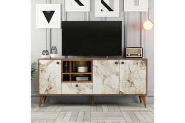 Scone Konsollbord 180 cm - Hvit marmor/Valnøtt - Møbler - Bord - Avlastningsbord & sidobord - Konsollbord & gangbord