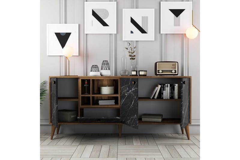 Scone Konsollbord 180 cm - Svart/Valnøtt - Møbler - Bord - Avlastningsbord & sidobord - Konsollbord & gangbord