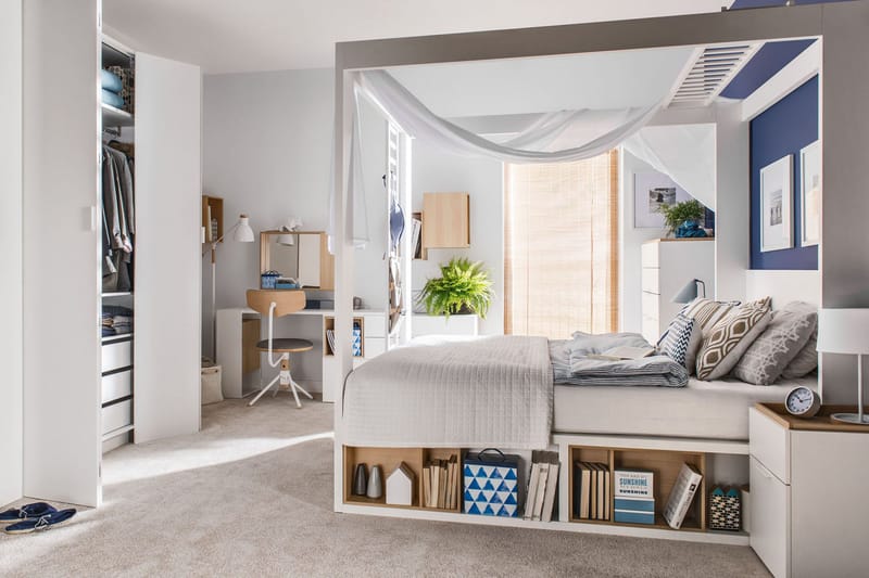 4You Nattbord 41 cm med Oppbevaring Hvit/Natur - VOX - Møbler - Bord - Avlastningsbord & sidobord - Sengebord & nattbord