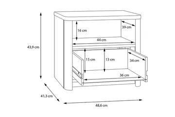 Ahmetbay Nattbord 41x49 cm - Grå/Brun - Møbler - Bord - Avlastningsbord & sidobord - Sengebord & nattbord