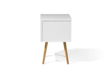 Alabama Smalt Kvadratisk Nattbord 40 cm med Oppbevaring og Skuffer i Tre - Hvit - Møbler - Bord - Avlastningsbord & sidobord - Sengebord & nattbord