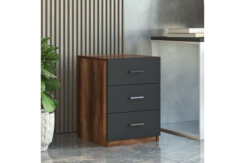 Barrock Nattbord 45 cm - Teak/Antrasitt - Møbler - Bord - Avlastningsbord & sidobord - Sengebord & nattbord