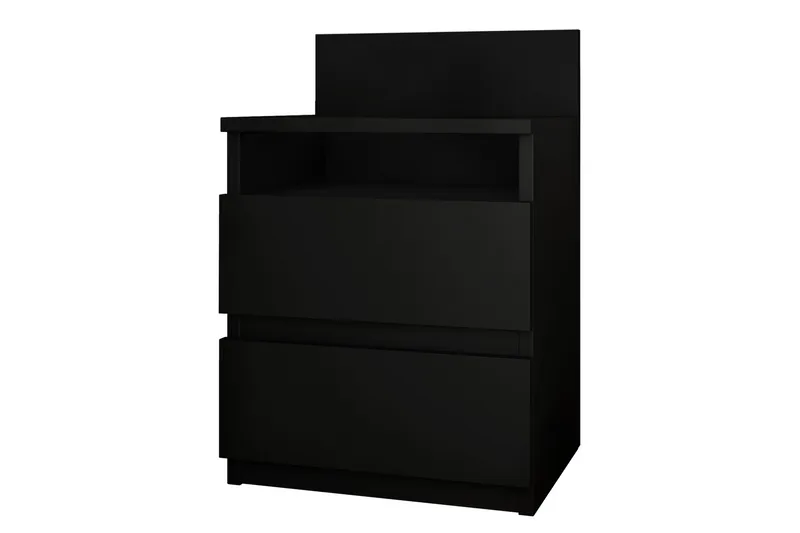 Basildon Nattbord 40 cm med Oppbevaring 2 Skuffer + Hylle - Svart - Møbler - Bord - Avlastningsbord & sidobord - Sengebord & nattbord