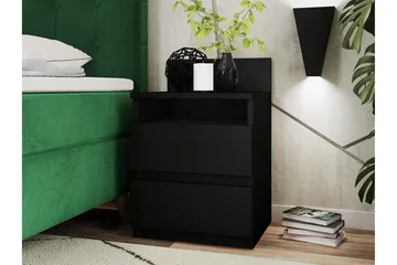 Basildon Nattbord 40 cm med Oppbevaring 2 Skuffer + Hylle - Svart - Møbler - Bord - Avlastningsbord & sidobord - Sengebord & nattbord