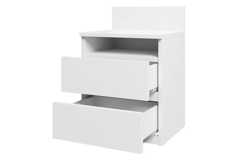 Basildon Nattbord 40 cm med Oppbevaring 2 Skuffer + Hylle - Beige/Grå - Møbler - Bord - Avlastningsbord & sidobord - Sengebord & nattbord