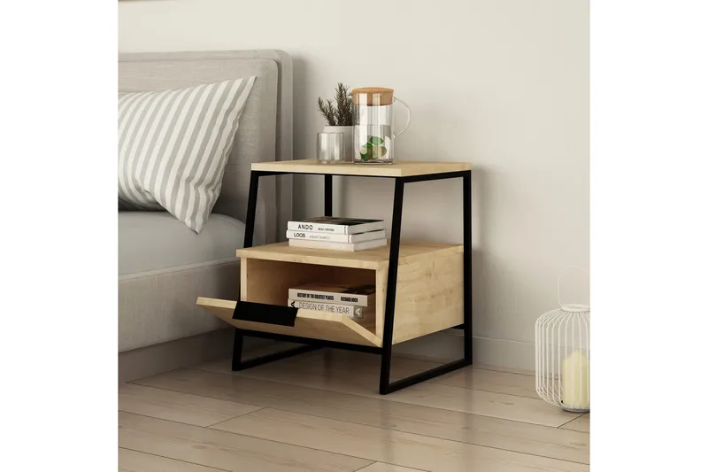 BodSjø Nattbord 45 cm med Oppbevaring Hylle + Lucka - Brun - Møbler - Bord - Avlastningsbord & sidobord - Sengebord & nattbord