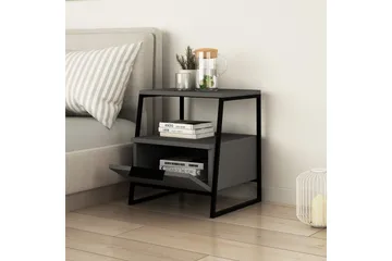 BodSjø Nattbord 45 cm med Oppbevaring Hylle + Lucka - Grå/Svart - Møbler - Bord - Avlastningsbord & sidobord - Sengebord & nattbord