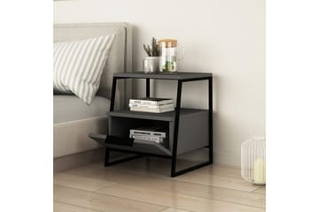BodSjø Nattbord 45 cm med Oppbevaring Hylle + Lucka - Grå/Svart - Møbler - Bord - Avlastningsbord & sidobord - Sengebord & nattbord