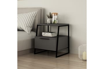 BodSjø Nattbord 45 cm med Oppbevaring Hylle + Lucka - Grå/Svart - Møbler - Bord - Avlastningsbord & sidobord - Sengebord & nattbord