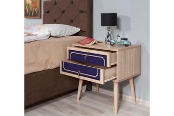 Brokind Nattbord 60 cm med Oppbevaring 2 Skuffer DEikor - Natur/Blå - Møbler - Bord - Avlastningsbord & sidobord - Sengebord & nattbord