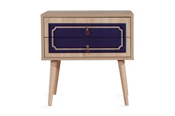 Brokind Nattbord 60 cm med Oppbevaring 2 Skuffer DEikor - Natur/Blå - Møbler - Bord - Avlastningsbord & sidobord - Sengebord & nattbord