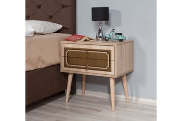 Brokind Nattbord 60 cm med Oppbevaring 2 Skuffer DEikor - Natur/Brun - Møbler - Bord - Avlastningsbord & sidobord - Sengebord & nattbord