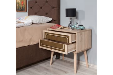 Brokind Nattbord 60 cm med Oppbevaring 2 Skuffer DEikor - Natur/Brun - Møbler - Bord - Avlastningsbord & sidobord - Sengebord & nattbord