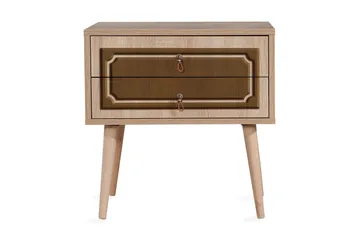 Brokind Nattbord 60 cm med Oppbevaring 2 Skuffer DEikor - Natur/Brun - Møbler - Bord - Avlastningsbord & sidobord - Sengebord & nattbord