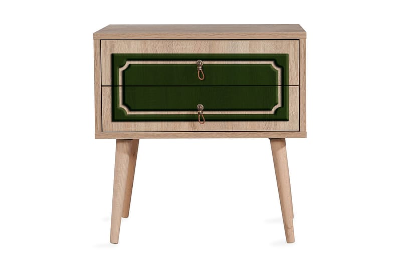 Brokind Nattbord 60 cm med Oppbevaring 2 Skuffer DEikor - Natur/Grønn - Møbler - Bord - Avlastningsbord & sidobord - Sengebord & nattbord