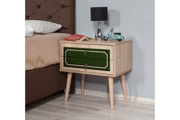 Brokind Nattbord 60 cm med Oppbevaring 2 Skuffer DEikor - Natur/Grønn - Møbler - Bord - Avlastningsbord & sidobord - Sengebord & nattbord
