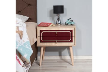 Brokind Nattbord 60 cm med Oppbevaring 2 Skuffer DEikor - Natur/Rød - Møbler - Bord - Avlastningsbord & sidobord - Sengebord & nattbord