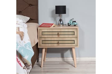Brokind Nattbord 60 cm med Oppbevaring 2 Skuffer - Natur/Brun - Møbler - Bord - Avlastningsbord & sidobord - Sengebord & nattbord