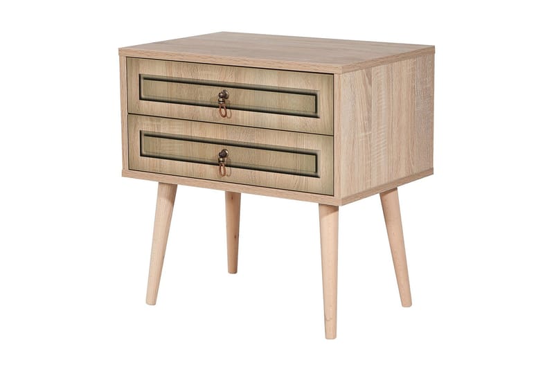Brokind Nattbord 60 cm med Oppbevaring 2 Skuffer - Natur/Brun - Møbler - Bord - Avlastningsbord & sidobord - Sengebord & nattbord